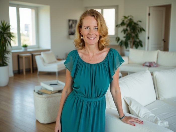 White apartment chiffon frilly dress a bit thin version.